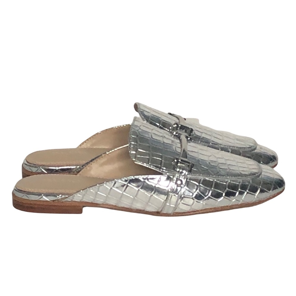 Aldo Silver Croc-Embossed Mules